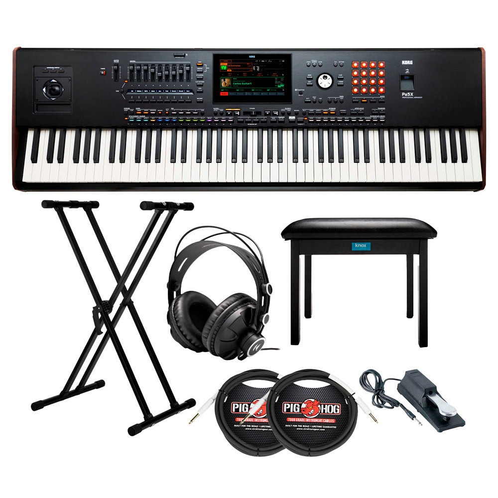 Korg 76-Key Pa5X Professional Arranger with Adjustable Stand and Bench Bundle