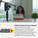 Samson Q2U Black Handheld Dynamic USB Microphone with Pop Filter and Headphones