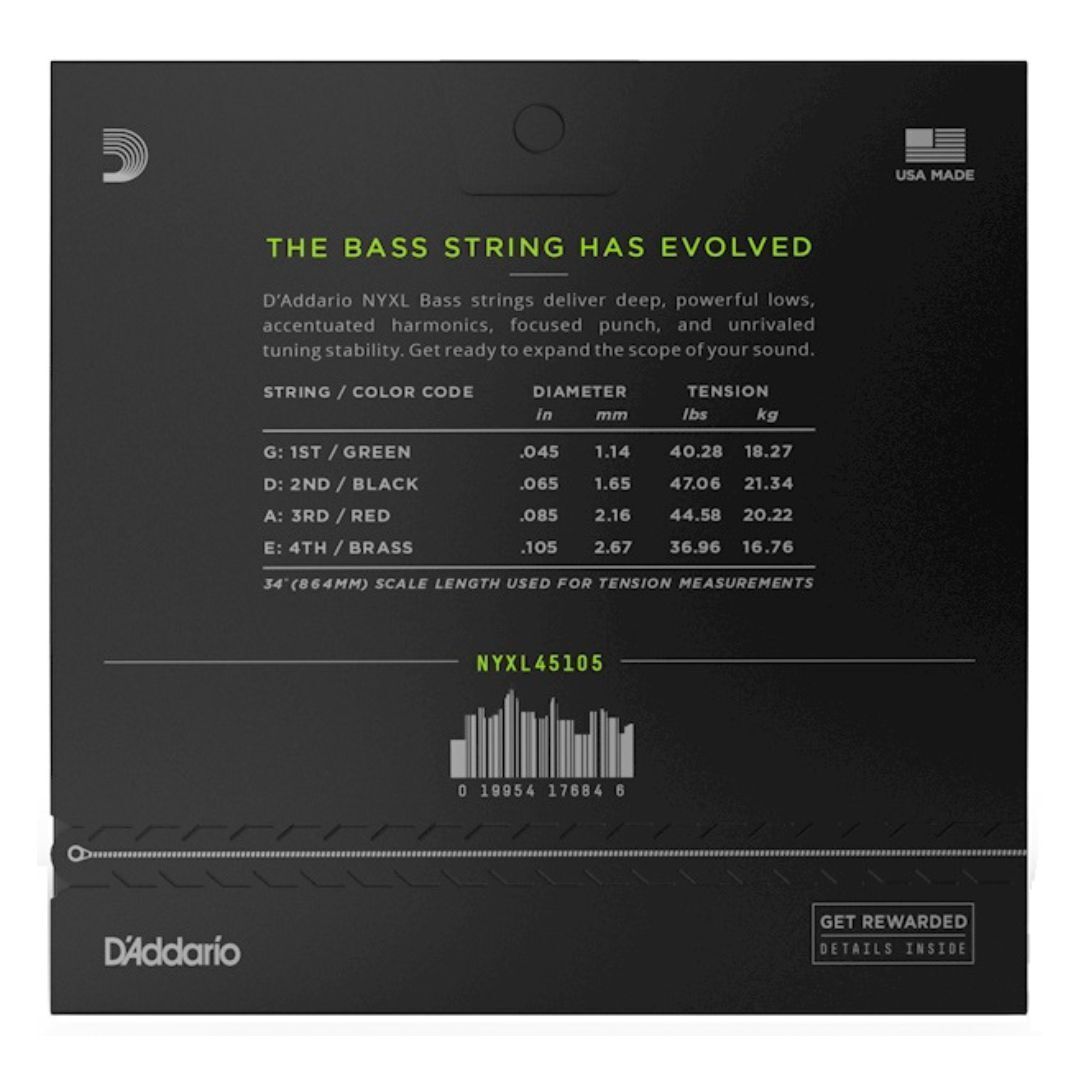 45-105 Regular Light Top/Medium Bottom, Long Scale, NYXL Bass Strings