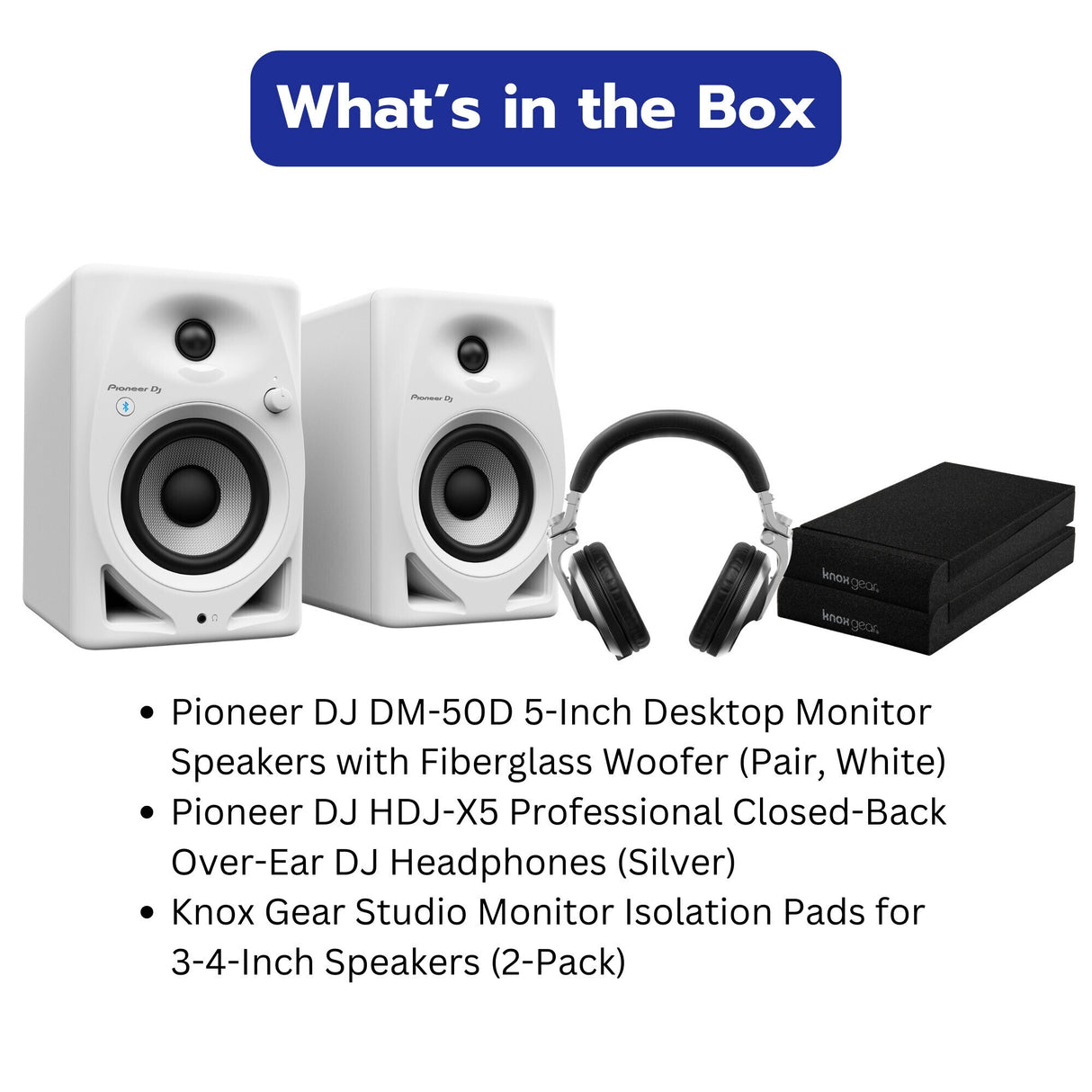 Pioneer DJ DM-50D 5-Inch Desktop Monitor Speakers with Fiberglass Woofer (White)