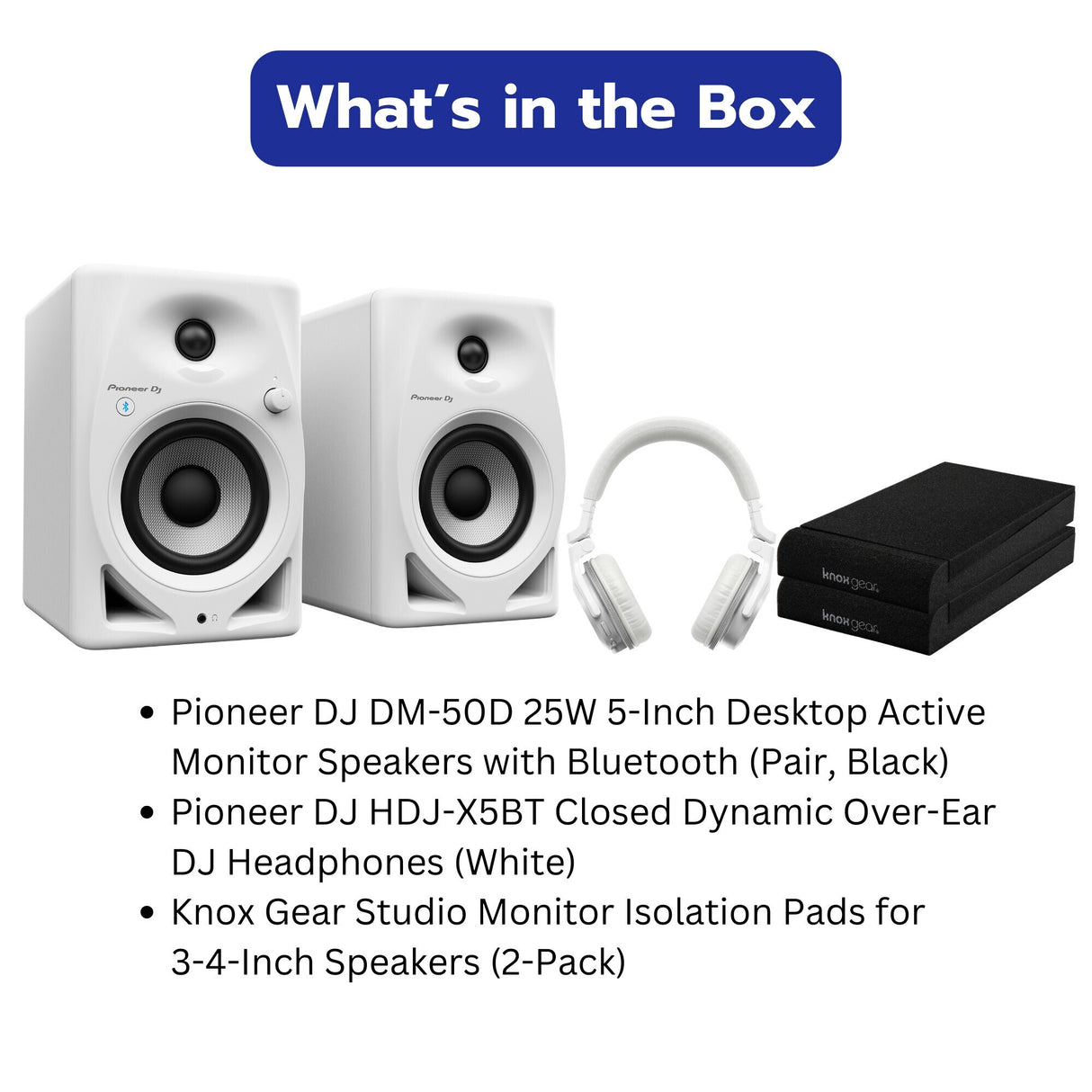 Pioneer DJ DM-50D 5-Inch Desktop Monitor Speakers with Fiberglass Woofer Bundle