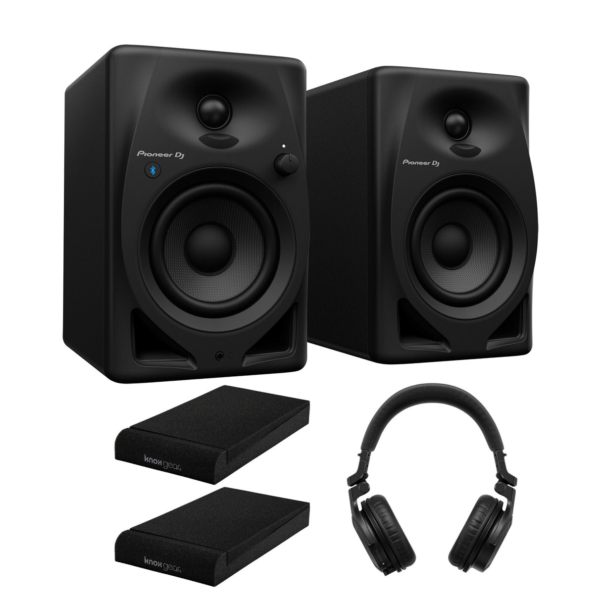 Pioneer DJ DM-50D 5-Inch Desktop Monitor Speakers with Bluetooth (White) Bundle
