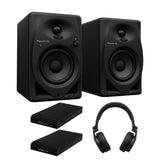 Pioneer DJ DM-50D 5-Inch Desktop Monitor Speakers with Bluetooth (White) Bundle