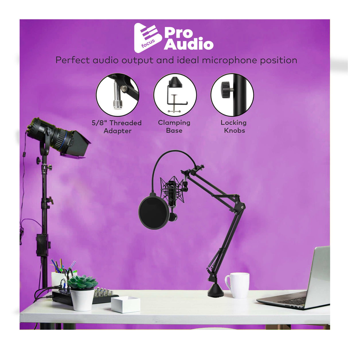 FocusProAudio Desktop Boom Arm Microphone Stand