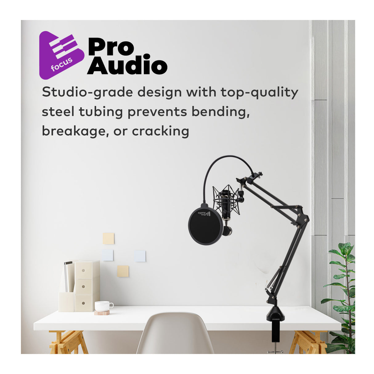 FocusProAudio Desktop Boom Arm Microphone Stand