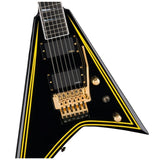 Jackson MJ Series Rhoads RR24MG Electric Guitar, Black with Yellow Pinstripes