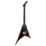 Jackson MJ Series Rhoads RR24MG Electric Guitar, Black with Yellow Pinstripes
