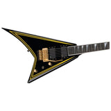 Jackson MJ Series Rhoads RR24MG Electric Guitar, Black with Yellow Pinstripes