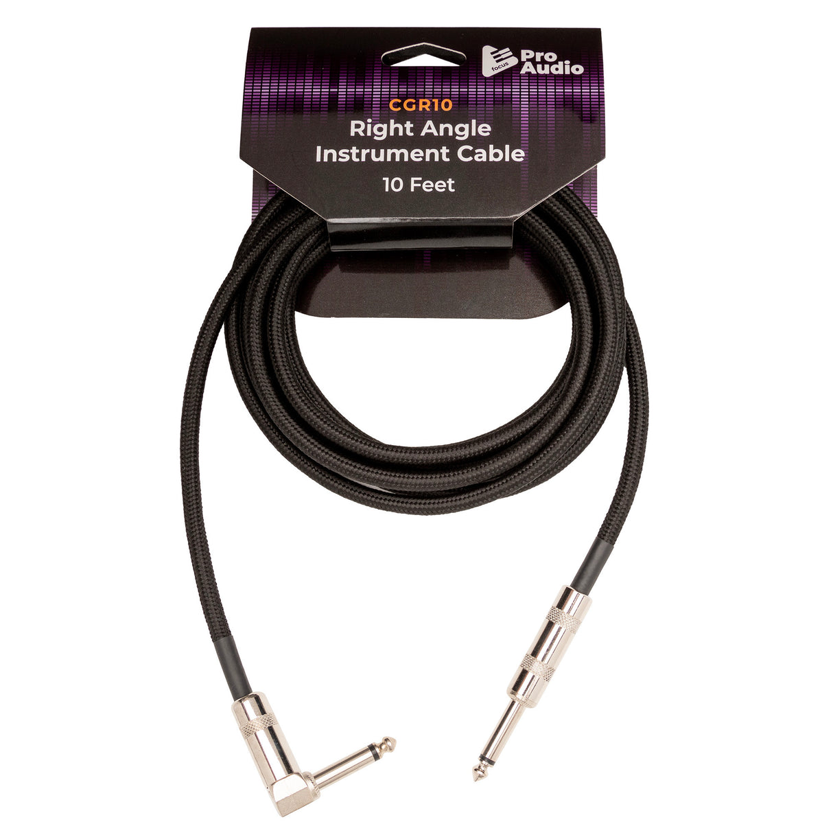 FocusProAudio Woven Right Angle Instrument Cable (10-Feet)