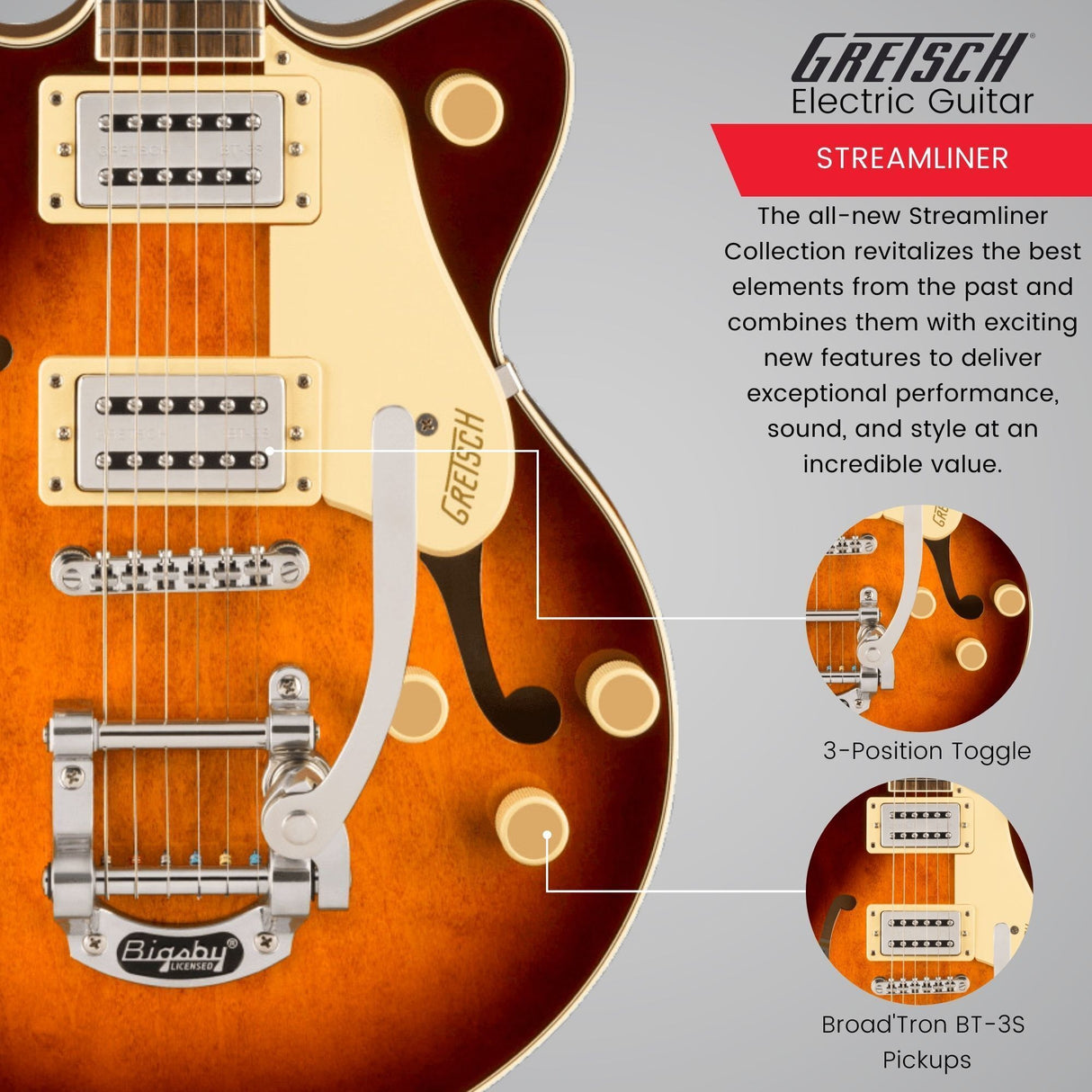 Gretsch G2655T Streamliner Center Block Jr. Double-Cut Electric Guitar (Forge)