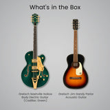 Gretsch Nashville Hollow Body Cadillac Green Electric Guitar Bundle