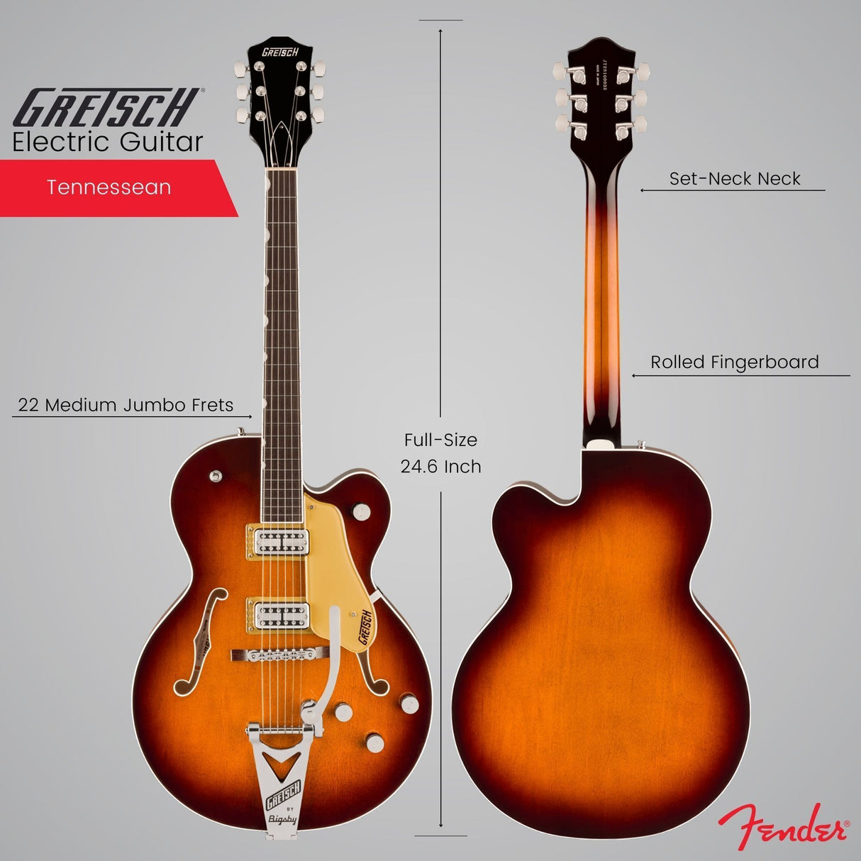 Gretsch Tennessean Hollow Body Havana Burst Electric Guitar Bundle