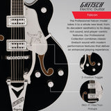 Gretsch Falcon Hollow Body Black Electric Guitar Bundle
