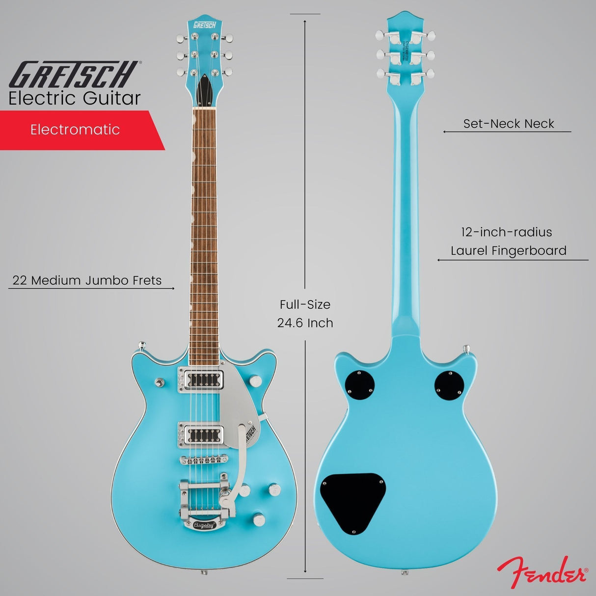 Gretsch G5232T Electromatic Double Jet FT Kailani Blue Electric Guitar Bundle