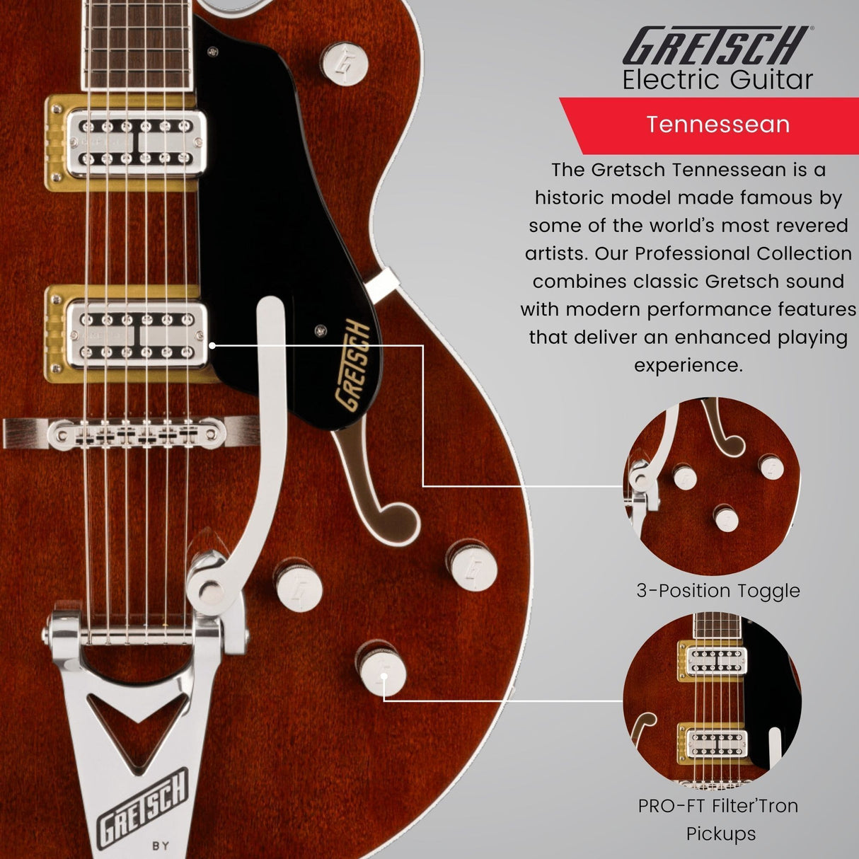Gretsch Tennessean Hollow Body Walnut Stain Electric Guitar Bundle