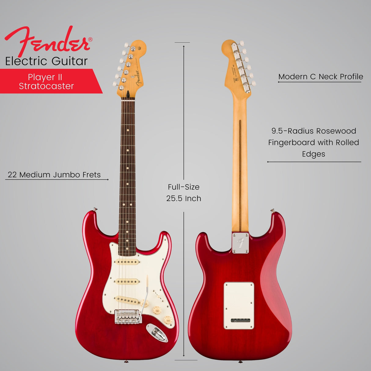Fender Player II Stratocaster, Rosewood Fingerboard Cherry Burst Electric Guitar