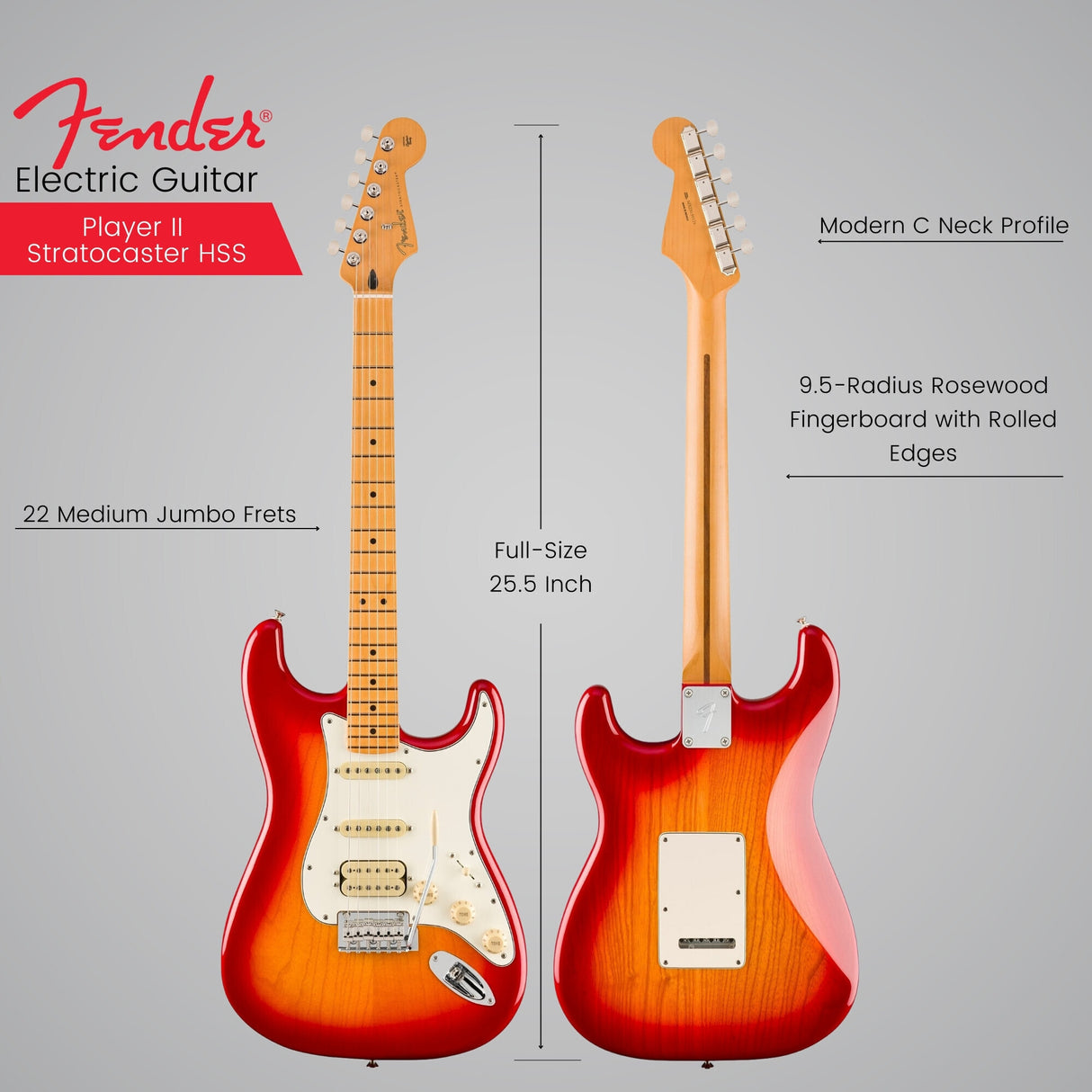 Fender Player II Stratocaster Maple Fingerboard, Cherry Burst Electric Guitar