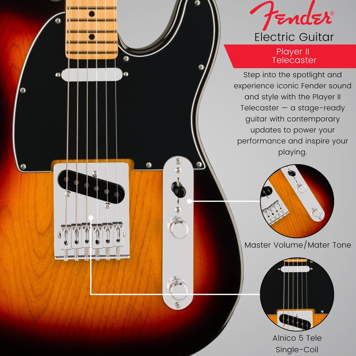 Fender Player II Telecaster, Maple Fingerboard, 3-Color Sunburst Electric Guitar