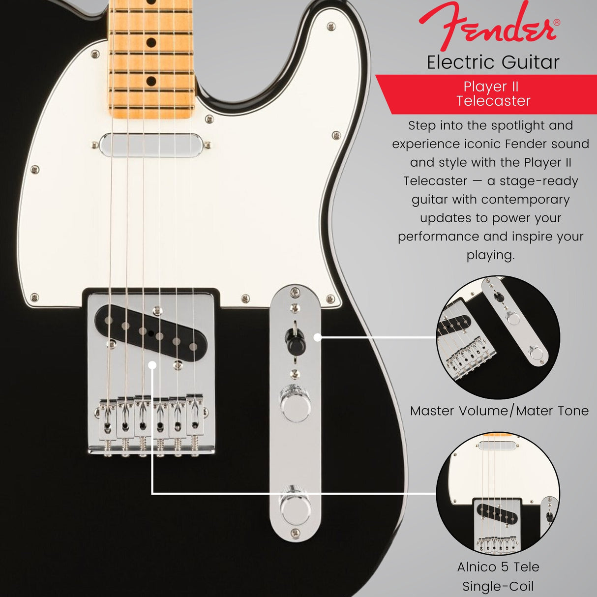 Fender Player II Telecaster, Maple Fingerboard, Black Electric Guitar