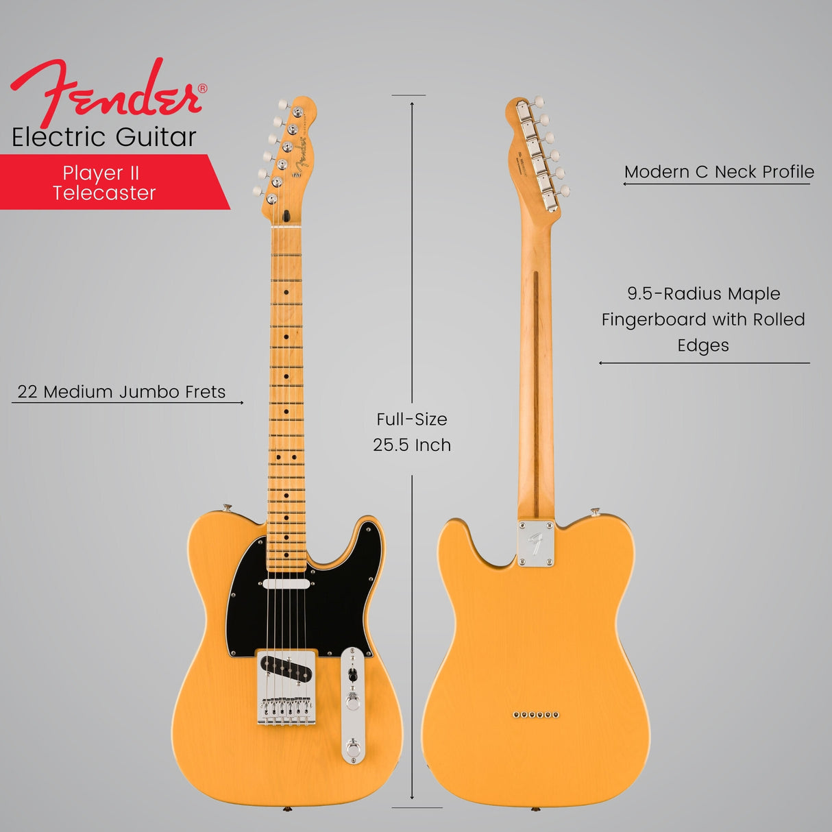 Fender Player II Telecaster Maple Fingerboard Butterscotch Electric Guitar