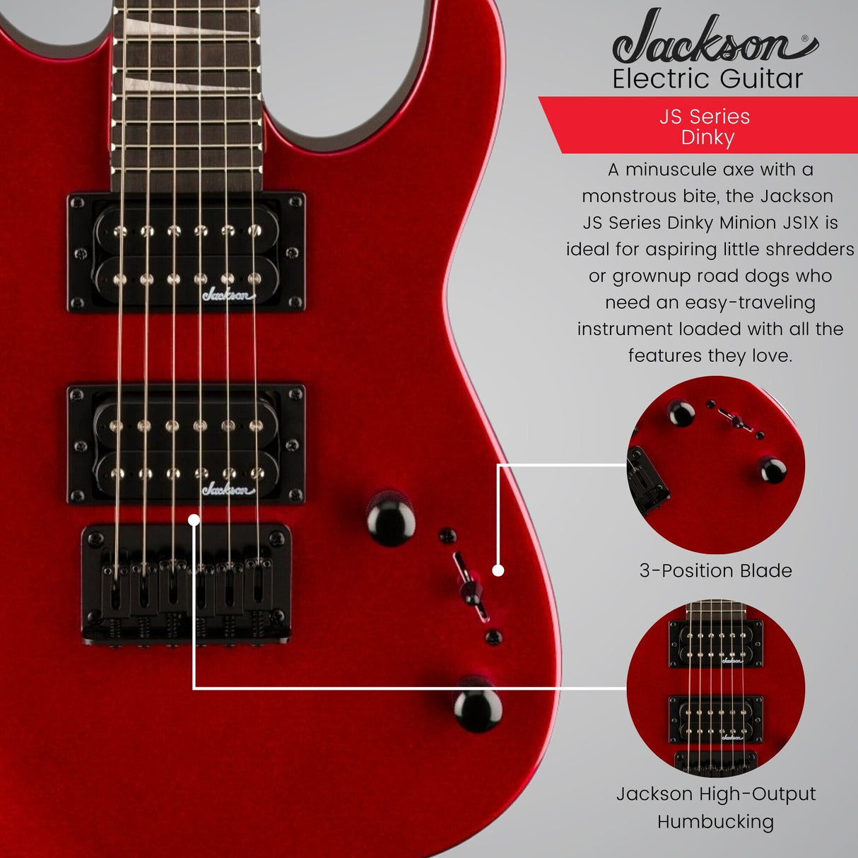 Jackson JS Series Dinky Minion JS1X Electric Guitar (Metallic Red)