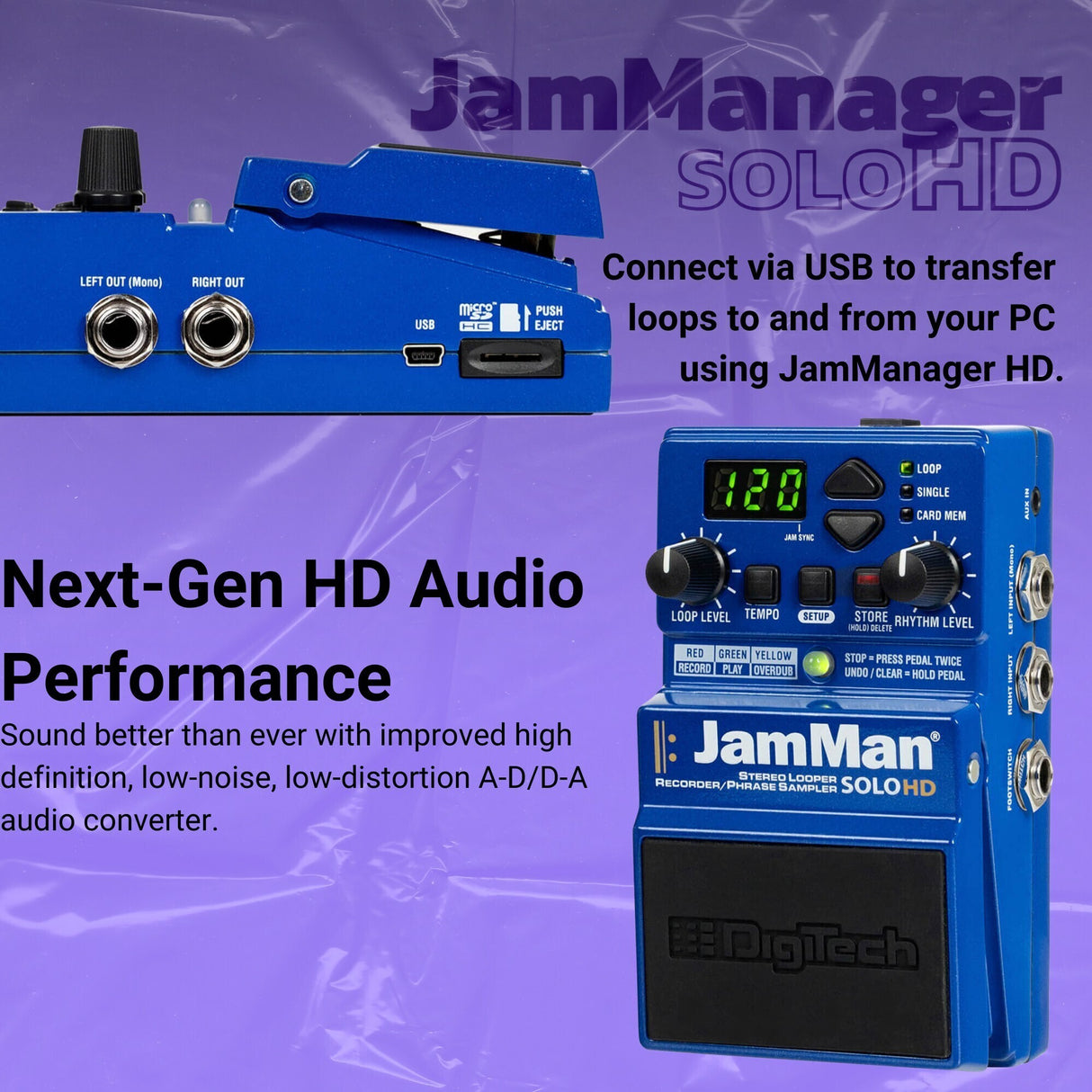 DigiTech JamMan Solo HD High Def Looper USB Effects Pedal with JamSync