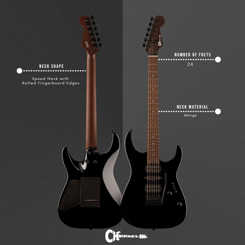 Charvel MJ DK24 HSH 2PT W Mahogany Electric Guitar, Wenge Fingerboard (Black)