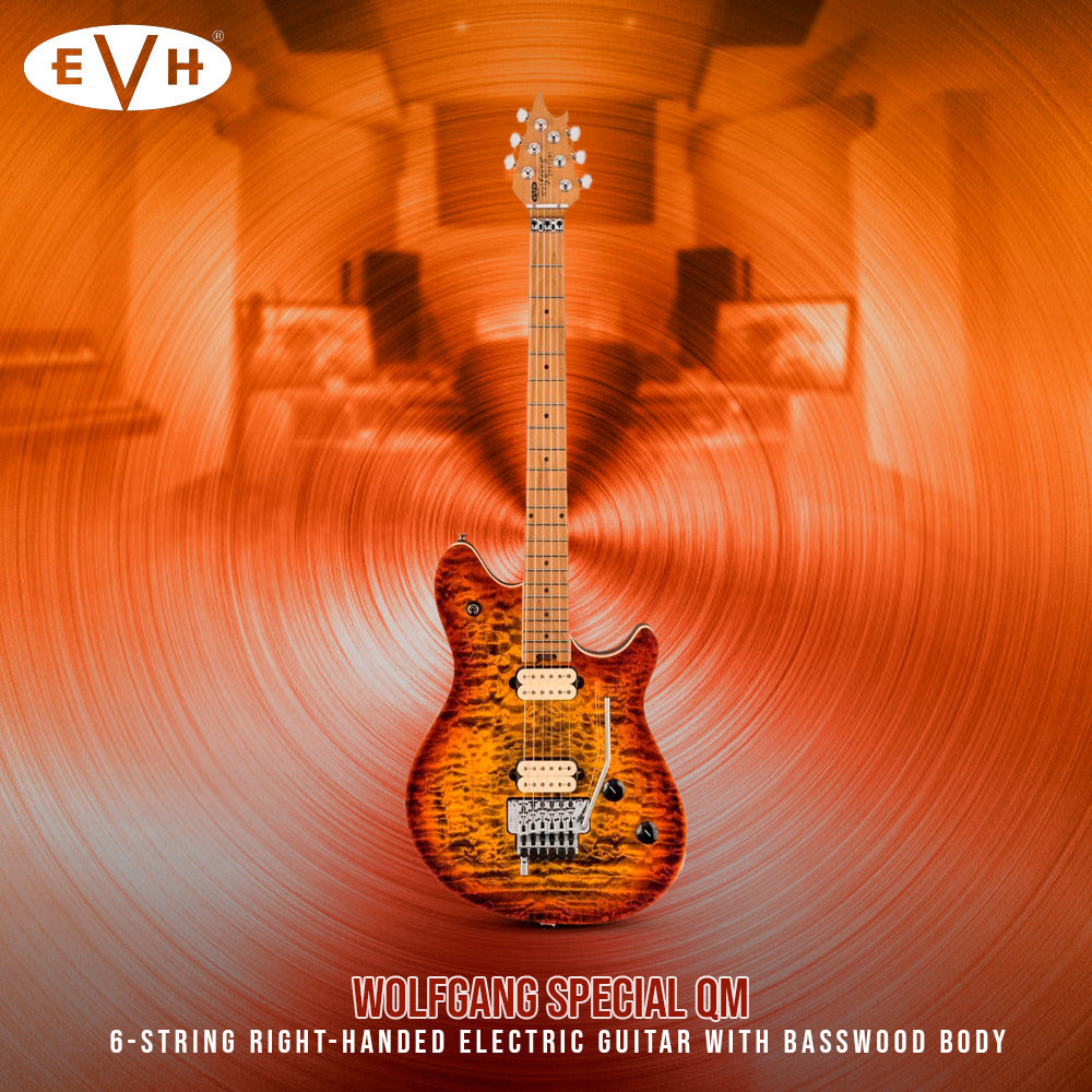 EVH Wolfgang Special QM Electric Guitar, (Tiger Eye Glow) with Hard Case
