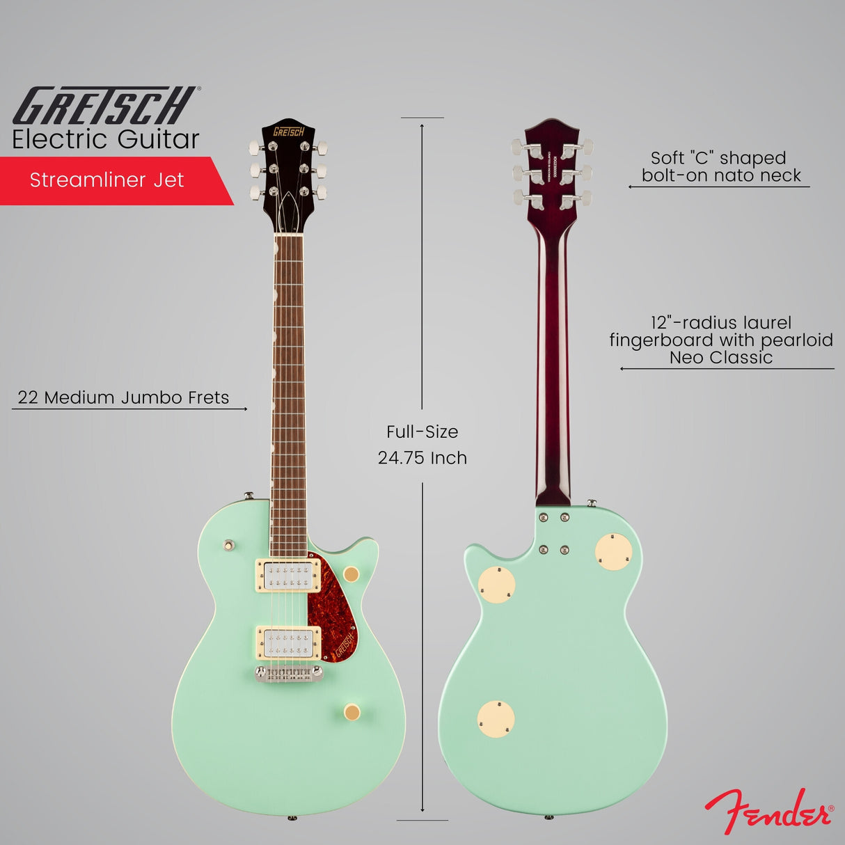 Gretsch Streamliner Jet Club Single Cut Mint Metallic Electric Guitar