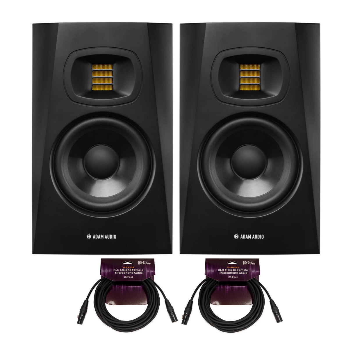 Adam Audio T5V Active Nearfield Monitor 2 Pack with 2 x 25 Feet XLR Cable Bundle