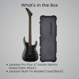 Jackson Pro Plus XT Soloist SLAT HT6 Baritone Satin Black Electric Guitar Bundle