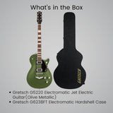 Gretsch G5220 Electromatic Jet BT Single Cut Olive Metallic Guitar Bundle