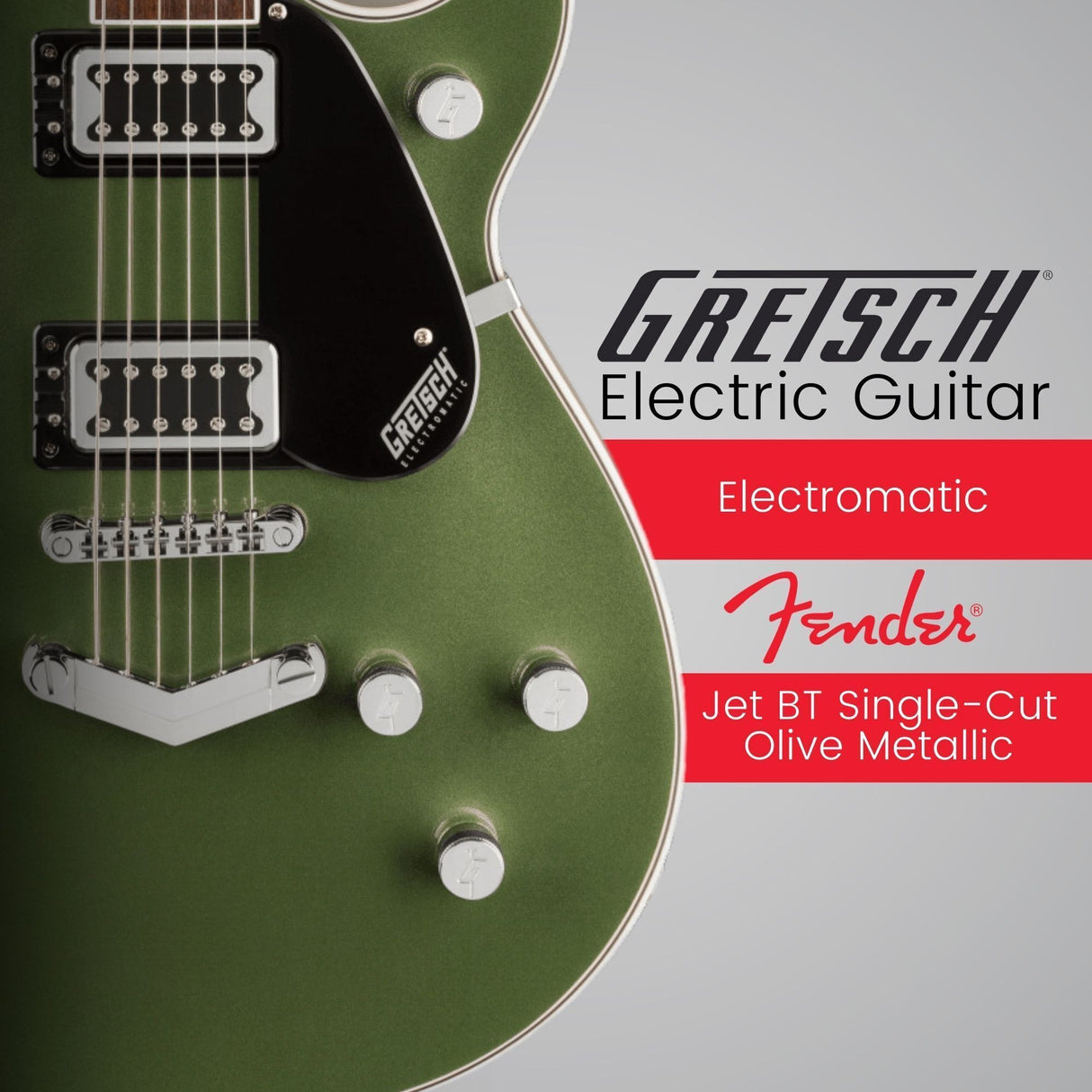 Gretsch G5220 Electromatic Jet BT Single Cut Olive Metallic Guitar Bundle