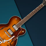 Gretsch G2420T Streamliner Hollow Body Electric Guitar (Robusto Burst) Bundle