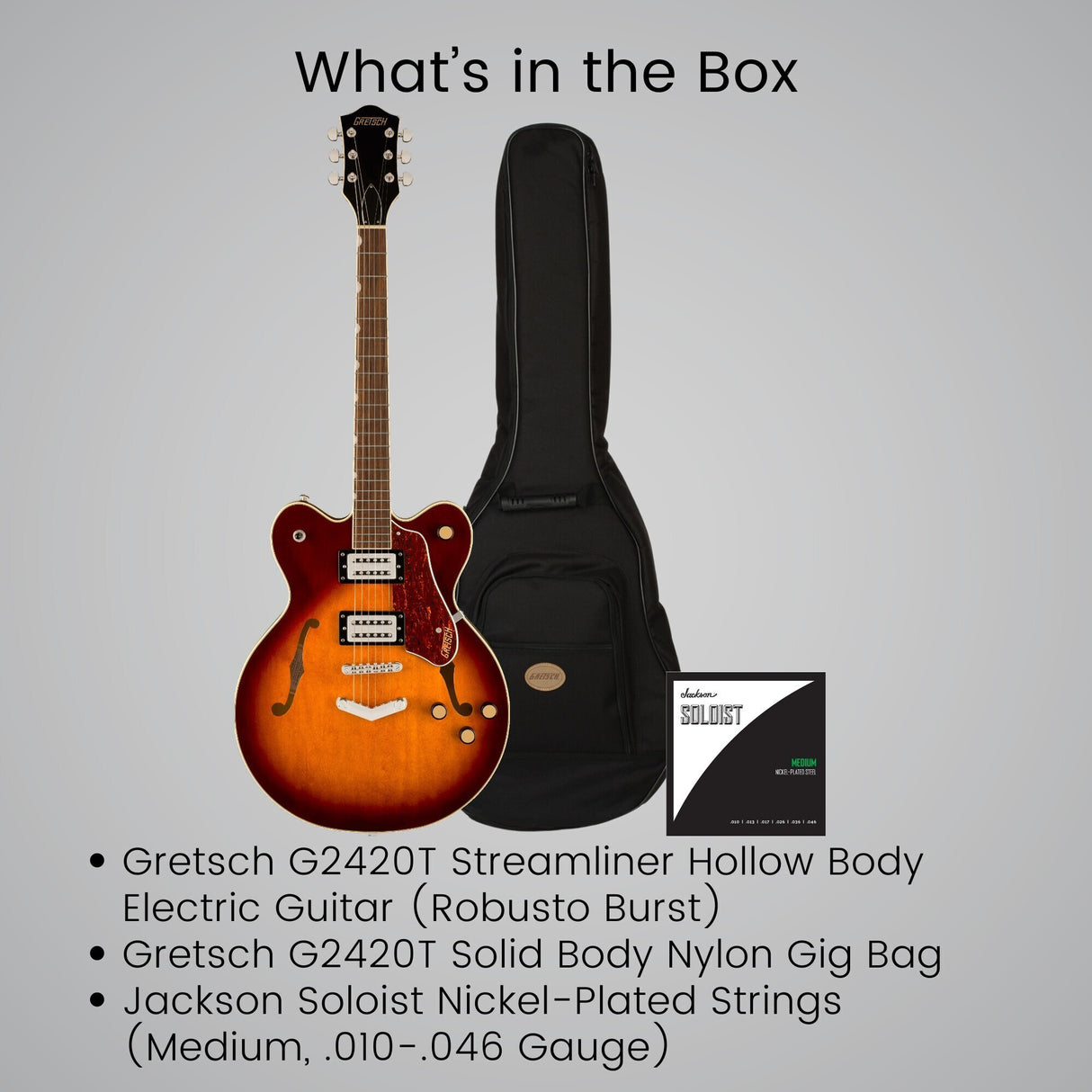 Gretsch G2420T Streamliner Hollow Body Electric Guitar (Robusto Burst) Bundle