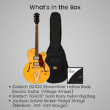 Gretsch G2420 Streamliner Hollow Body Village Amber Electric Guitar Bundle