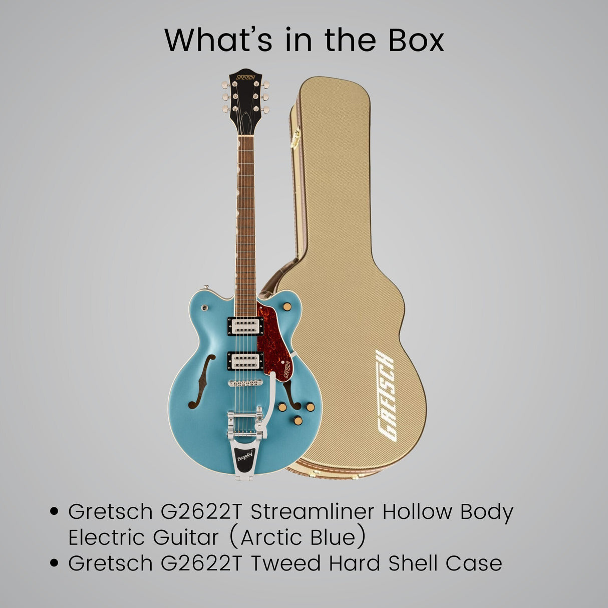 Gretsch G2622T Streamliner Center Block Arctic Blue Electric Guitar Bundle