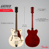 Gretsch G2622T Streamliner Center Block Double-Cut Electric Guitar (Vintage White) with Case Bundle