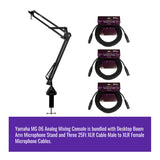 Yamaha MG06 6 Input Stereo Mixer with Microphone Stand and 3x XLR Cable Bundle