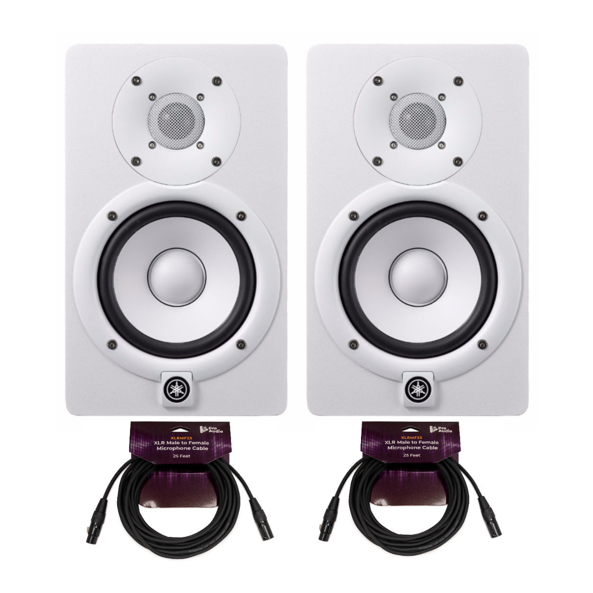 YAMAHA HS5 W 5 Inch Studio Monitor 2 Pack with Microphone Cable 2 Pack Bundle