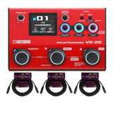 Boss VE-22 Vocal Performer Portable Multi-Effects Processor Bundle with 3 x XLR Mic Cable (4 Items)