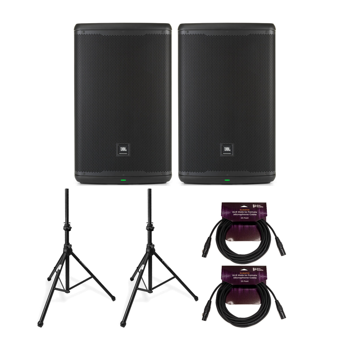 JBL Professional EON715 15in Bluetooth Loudspeaker Pair with Stands Bundle
