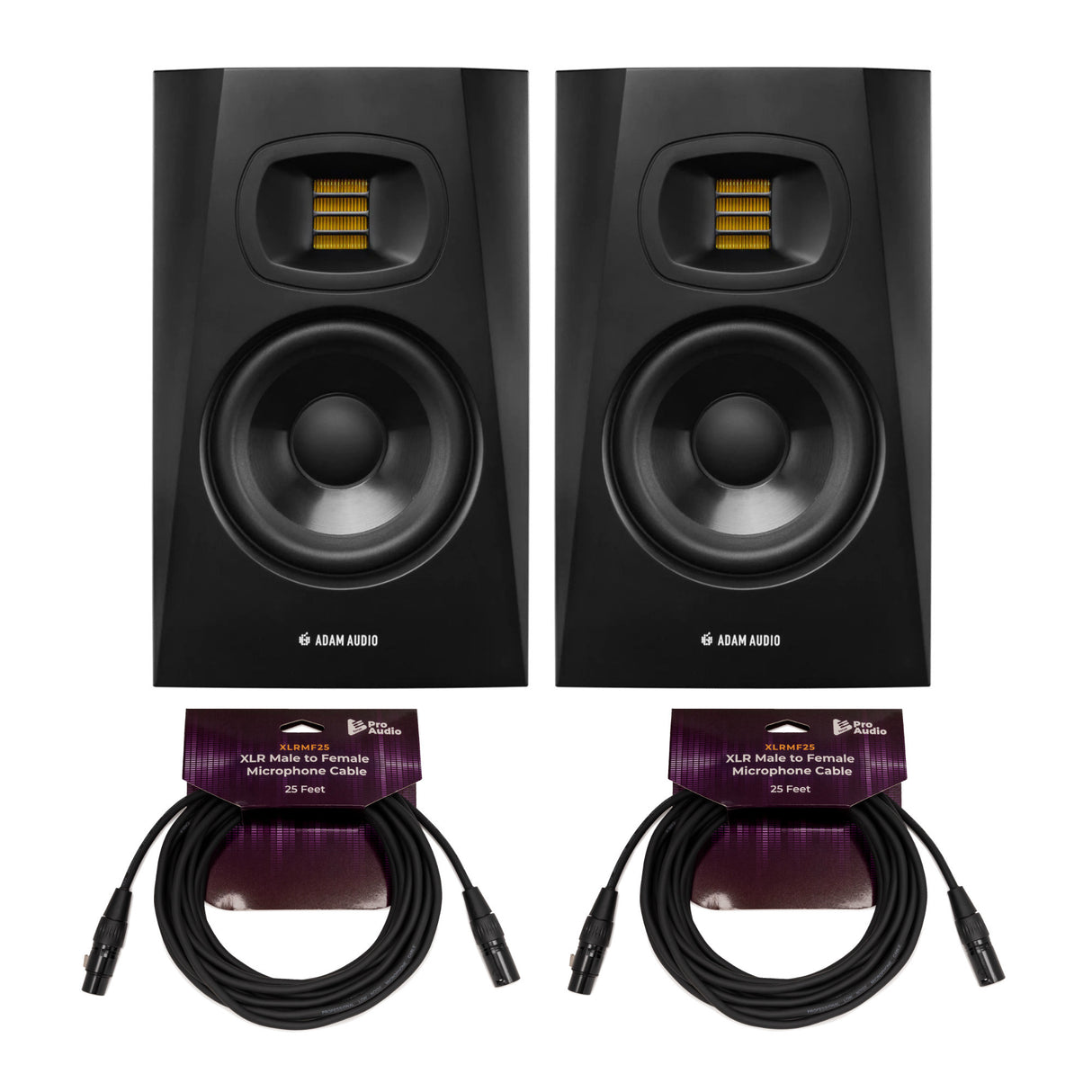 Adam Audio T7V 7 Inch Powered Studio Monitor Pair with 25 Feet XLR Cables