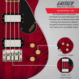 Gretsch Streamliner Jet Club Single-Cut 4-String Bass Guitar (Walnut) Bundle