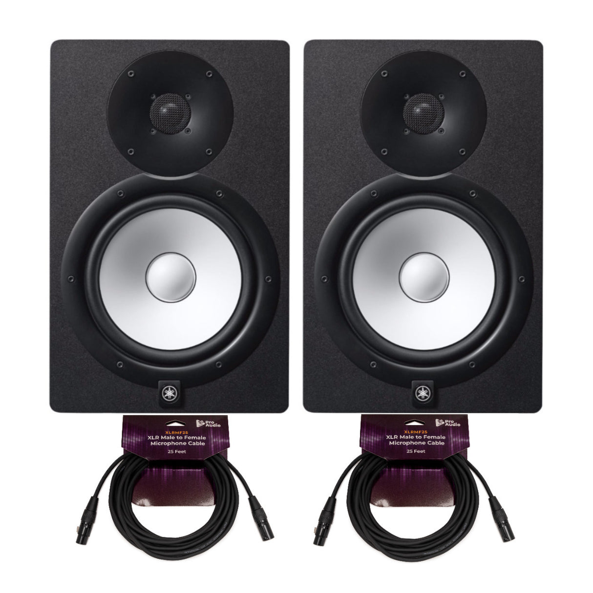 YAMAHA HS8 2 Way Bass Reflex Bi Amplified Near Field Studio Monitor Pair Bundle