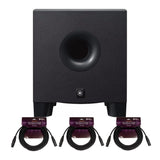 Yamaha HS8S 150 Watt Professional Powered Subwoofer Black with XLR Cables Bundle (Open Box)
