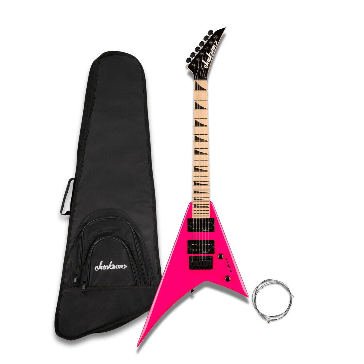 Jackson JS Series Rhoads Minion JS1X Neon Pink Electric Guitar Bundle