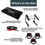 Pioneer DJ DDJ-REV5 4-Deck Serato DJ Controller w Laptop Stand and Cables Bundle