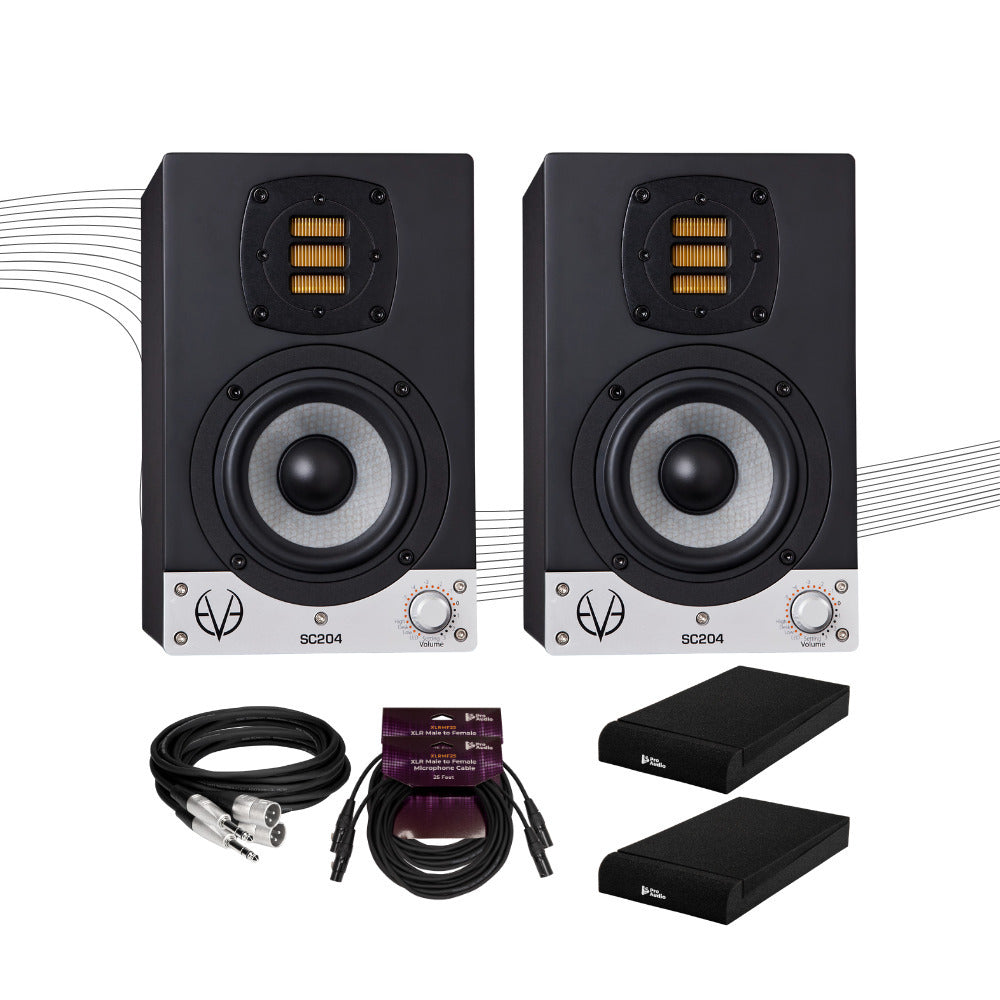 EVE Audio SC204 4-Inch Studio Monitor (Pair) with Isolation Pads and Cables