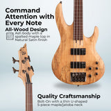 ESP LTD B-204SM Bass Guitar - Natural Satin with Hardshell Case and Stand